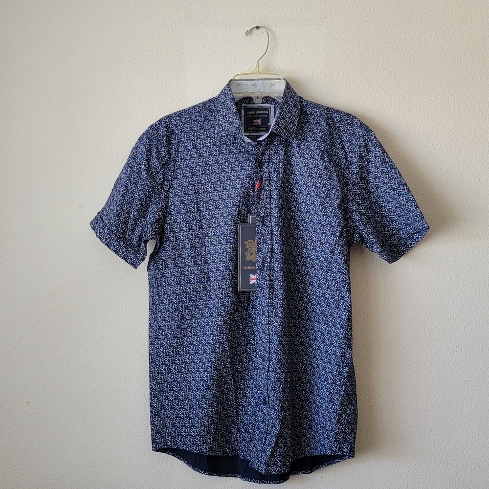 Guide London Premium Range Men's Blue Button Patterned Shirt‎